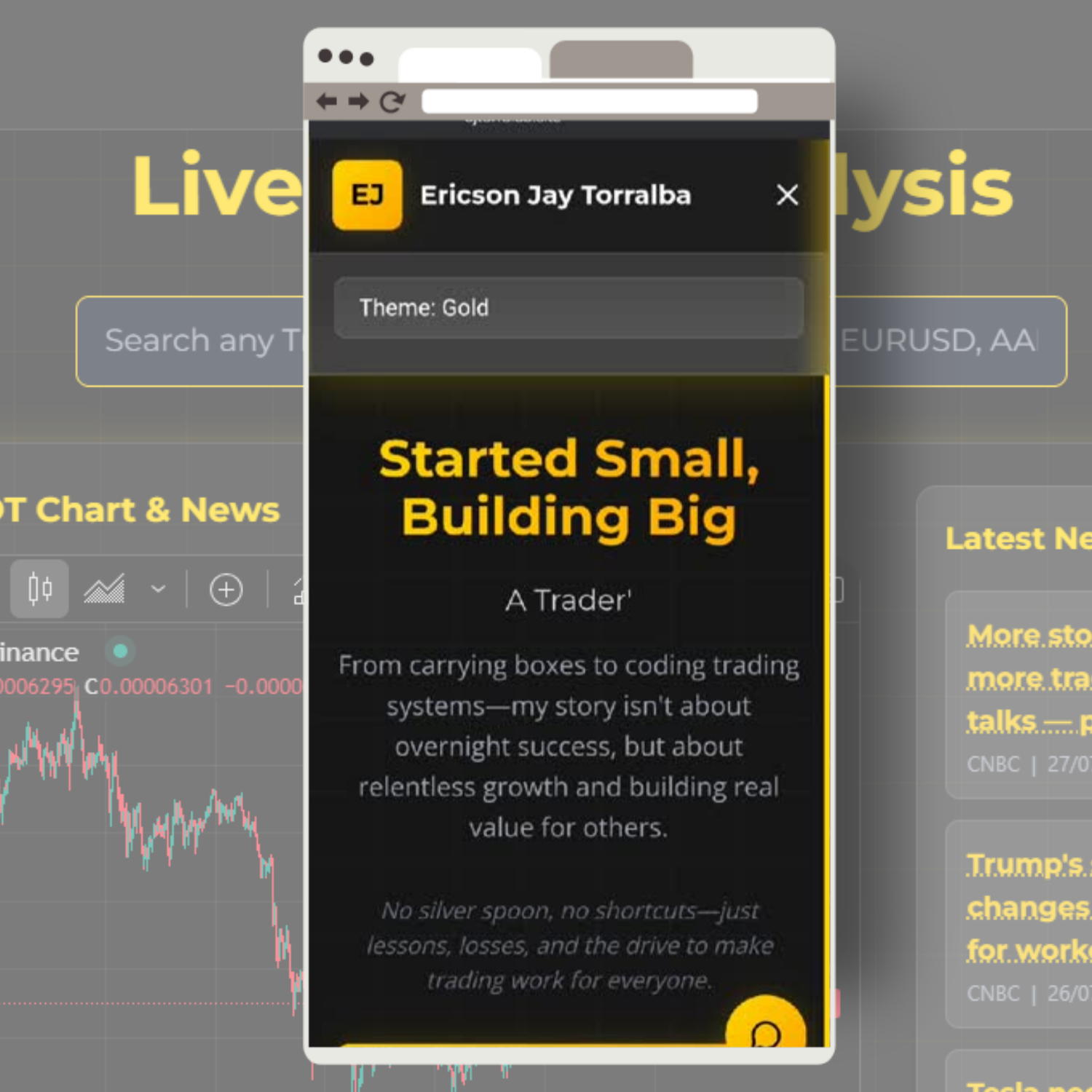 EjTorralba.dev — trading-tech portfolio with live widgets